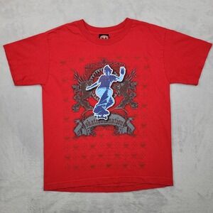 Rudeboyz Shirt Medium Red Crewneck Skateboard Nation Skater Halfpipe Youth Kids